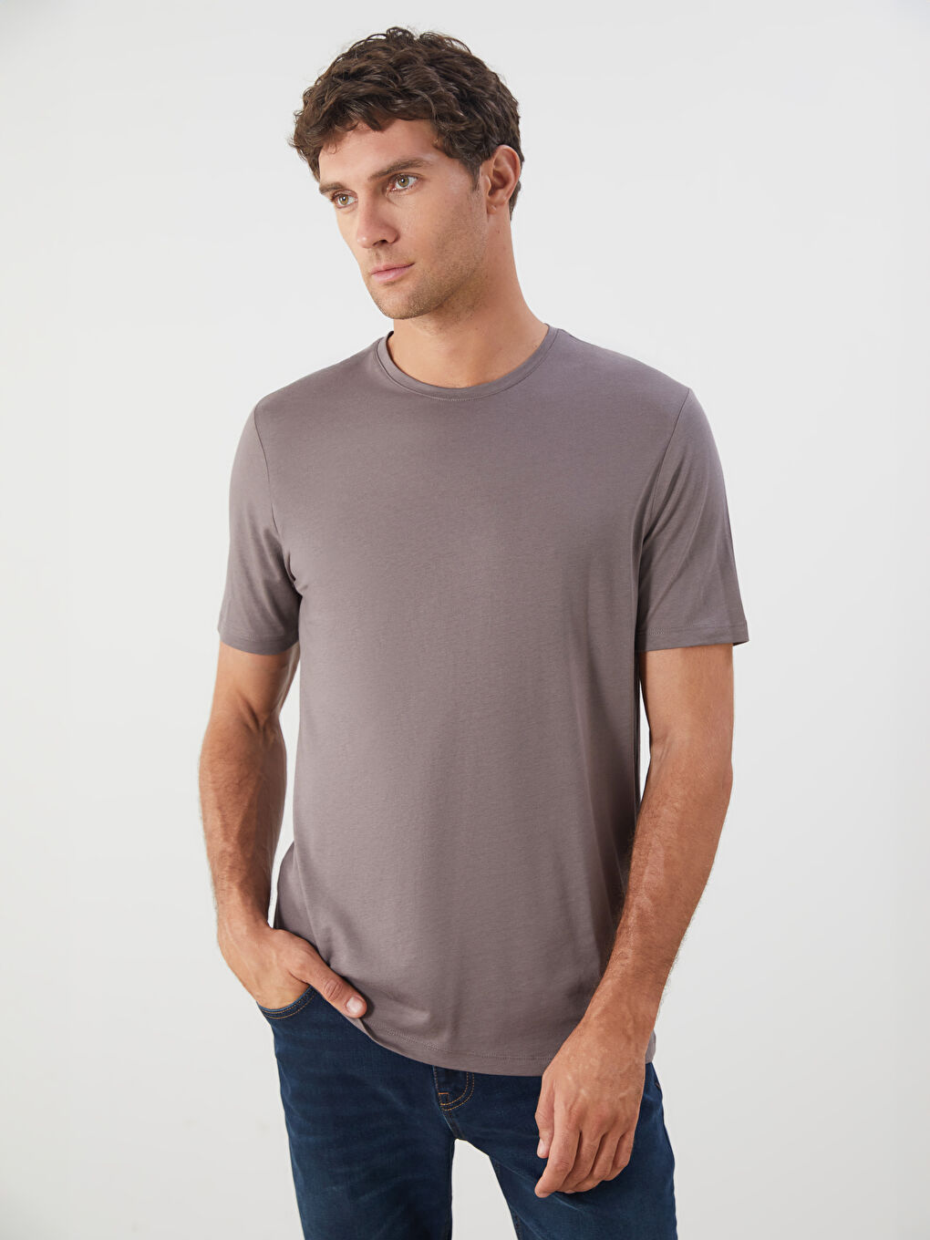 Kahverengi Bisiklet Yaka Penye Erkek Tişört