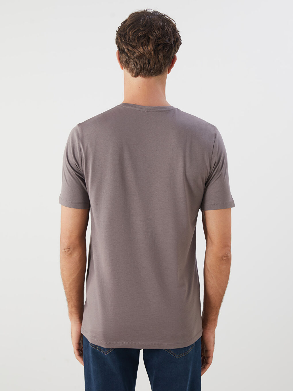 Kahverengi Bisiklet Yaka Penye Erkek Tişört-3