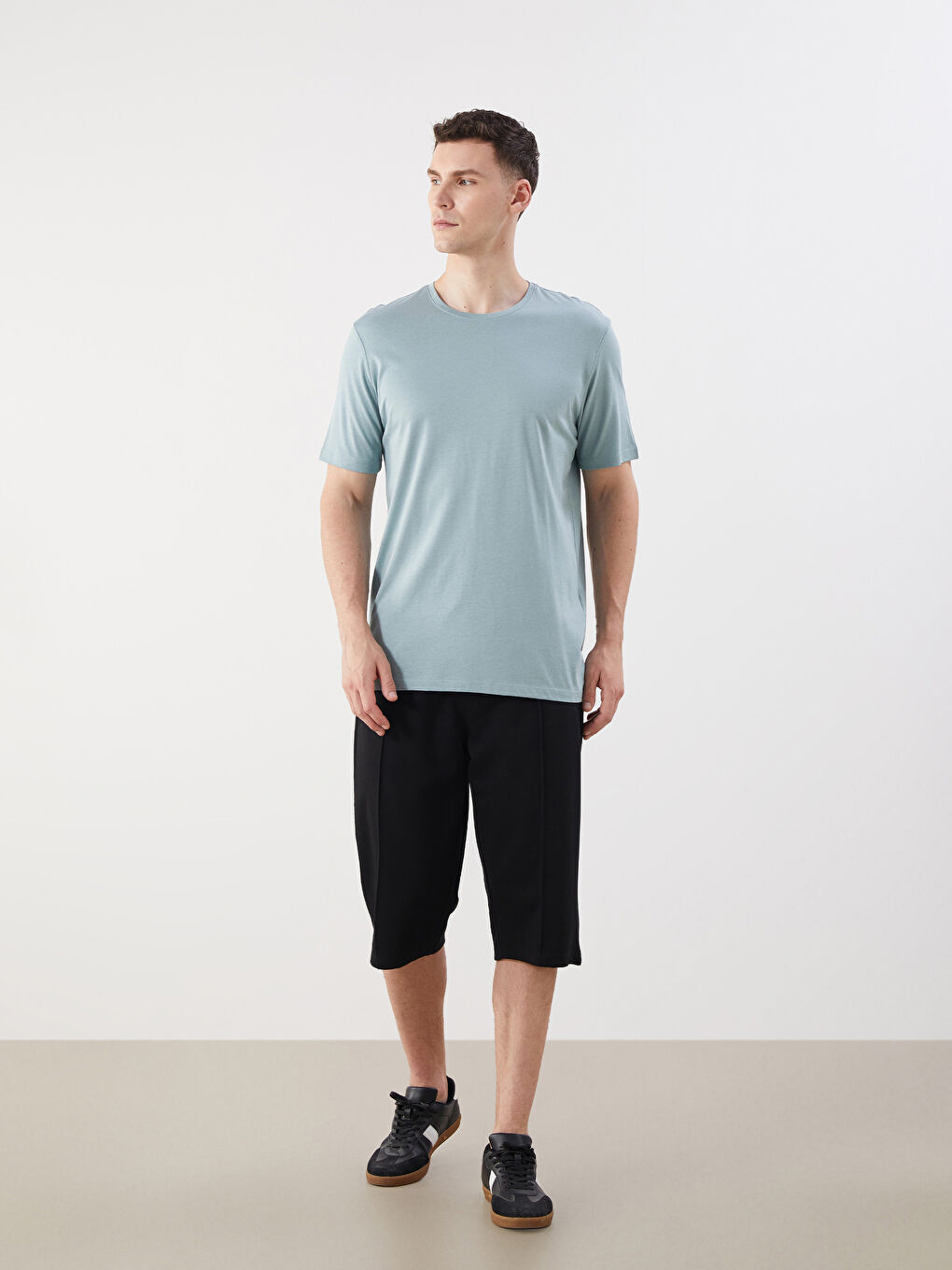 Mavi Bisiklet Yaka Penye Erkek Tişört-1