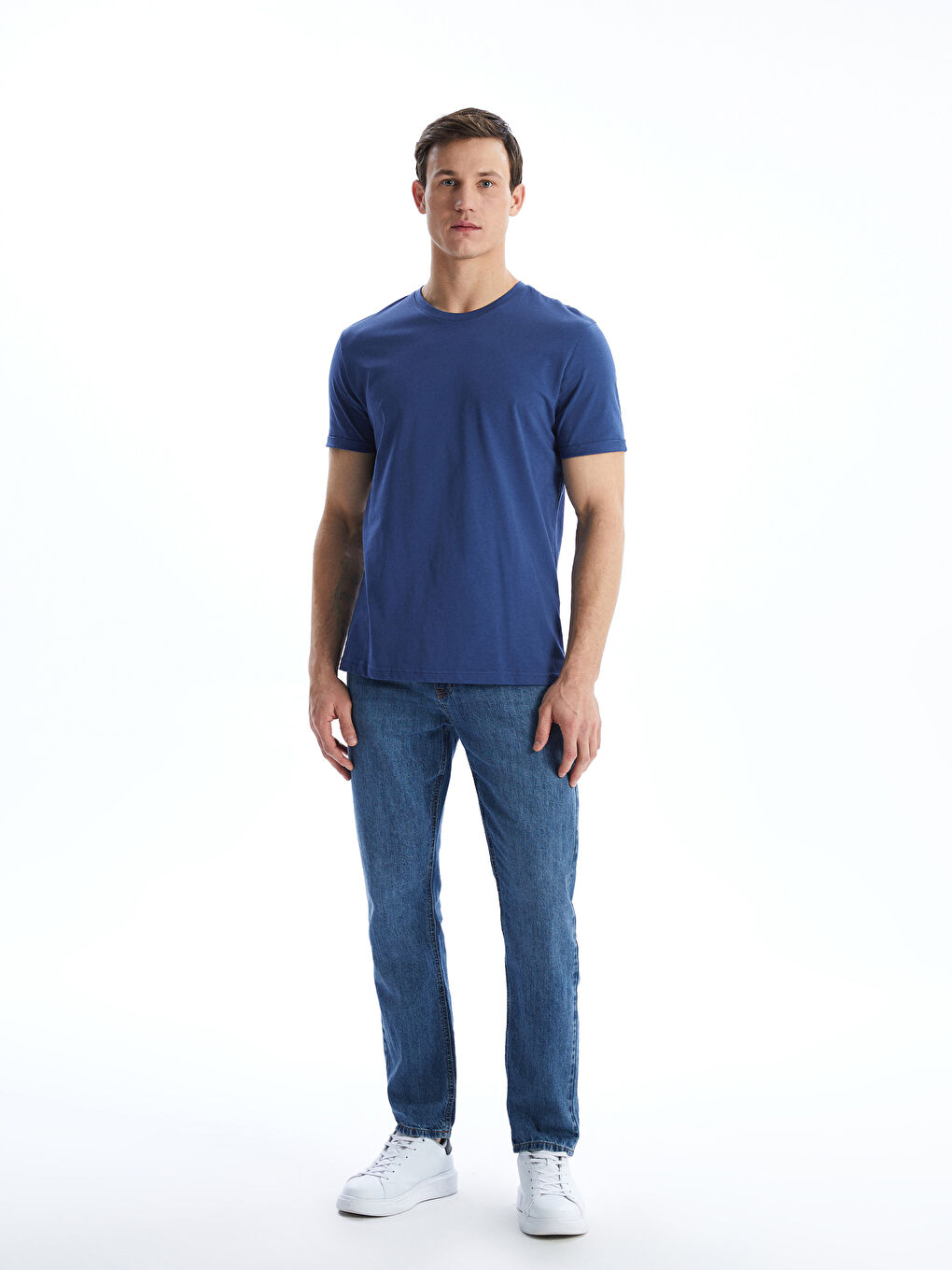Crew Neck Short Sleeve Combed Cotton Men's T-shirt -S50842Z8-YVY