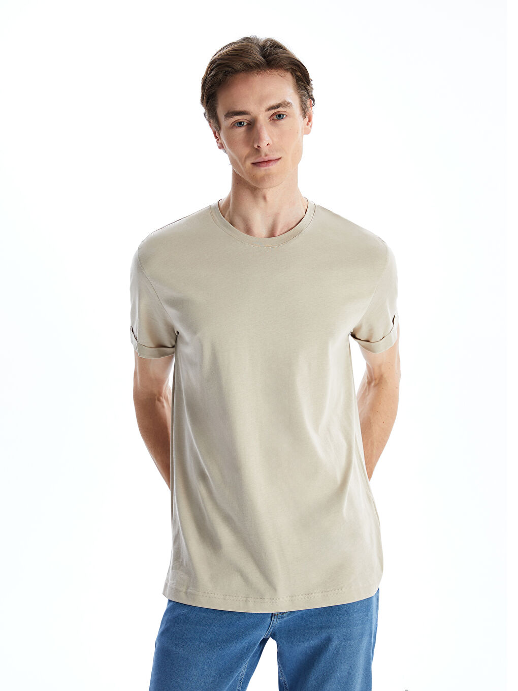 Crew Neck Short Sleeve Combed Cotton Men's T-shirt -S50842Z8-YVZ