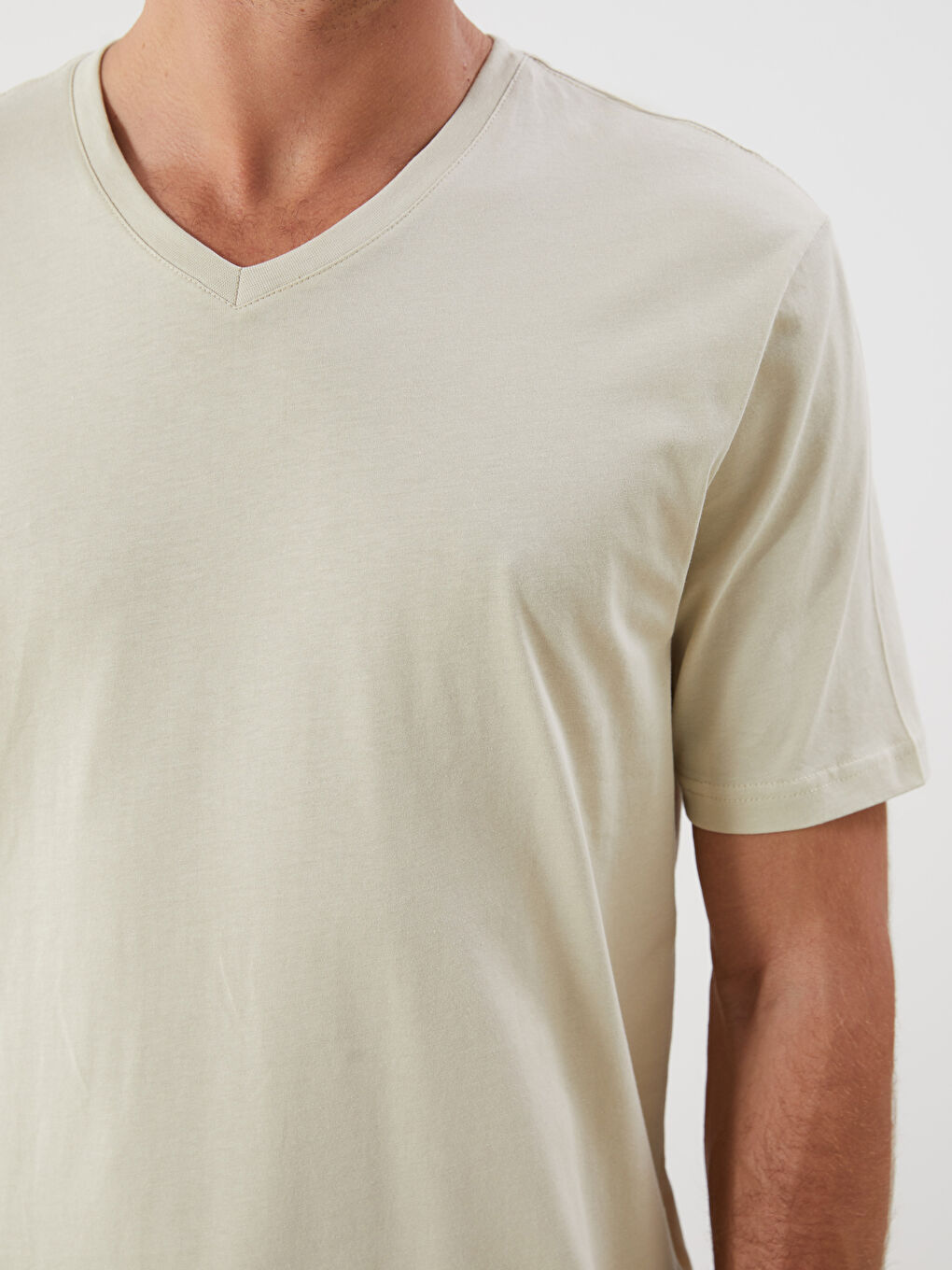 V-Neck Short Sleeve Jersey Men's T-Shirt -S50845Z8-TED