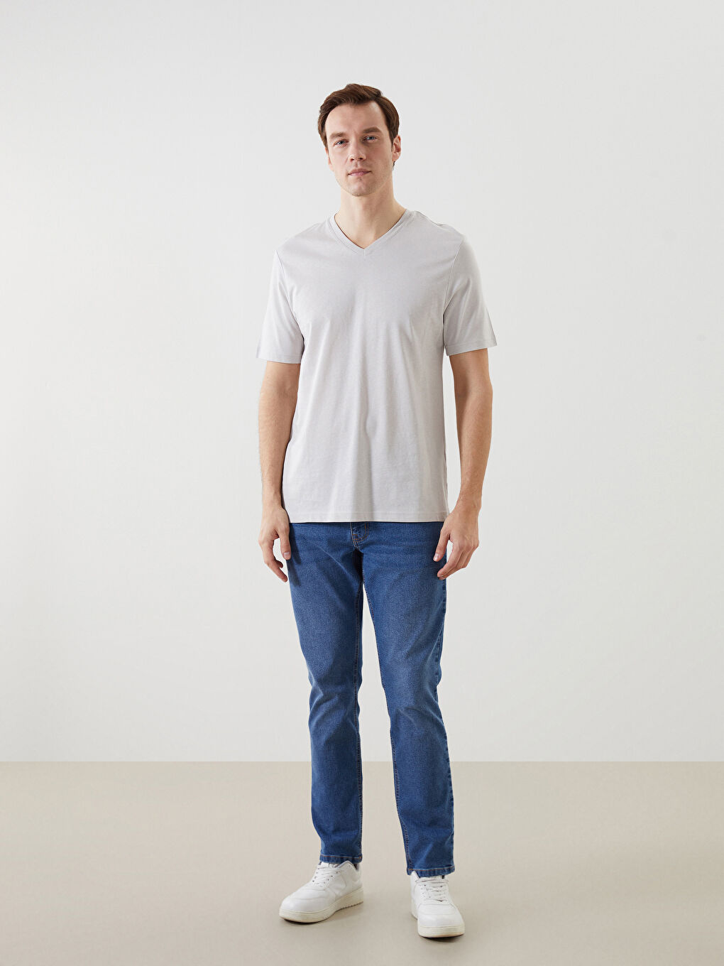 V Neck Short Sleeve Combed Cotton Men's T-shirt -S50845Z8-Y9X