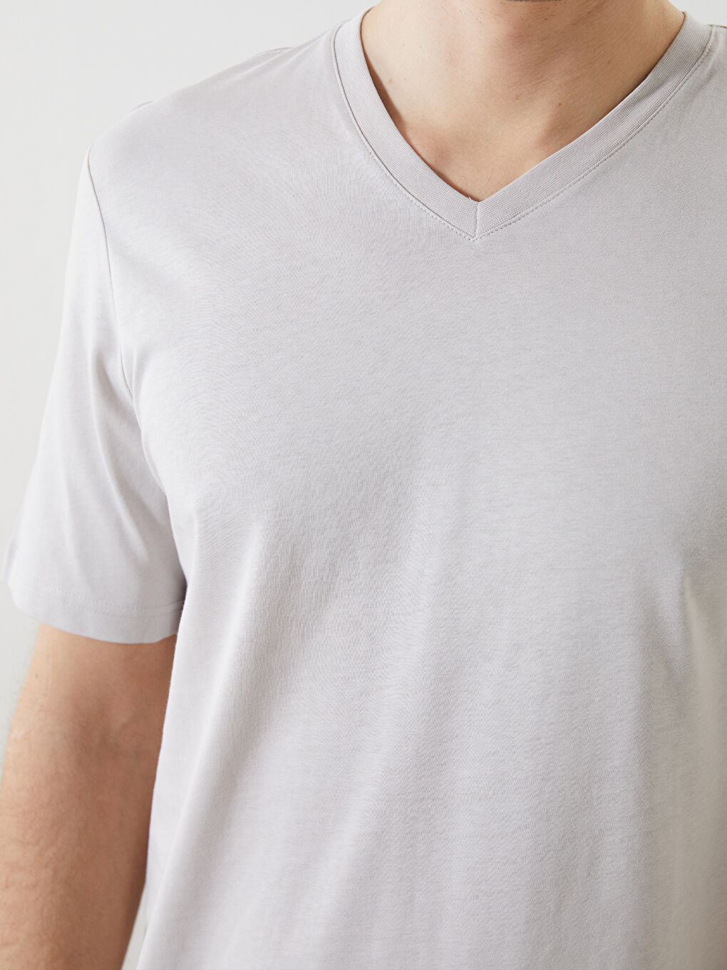 V Neck Short Sleeve Combed Cotton Men's T-shirt -S50845Z8-Y9X