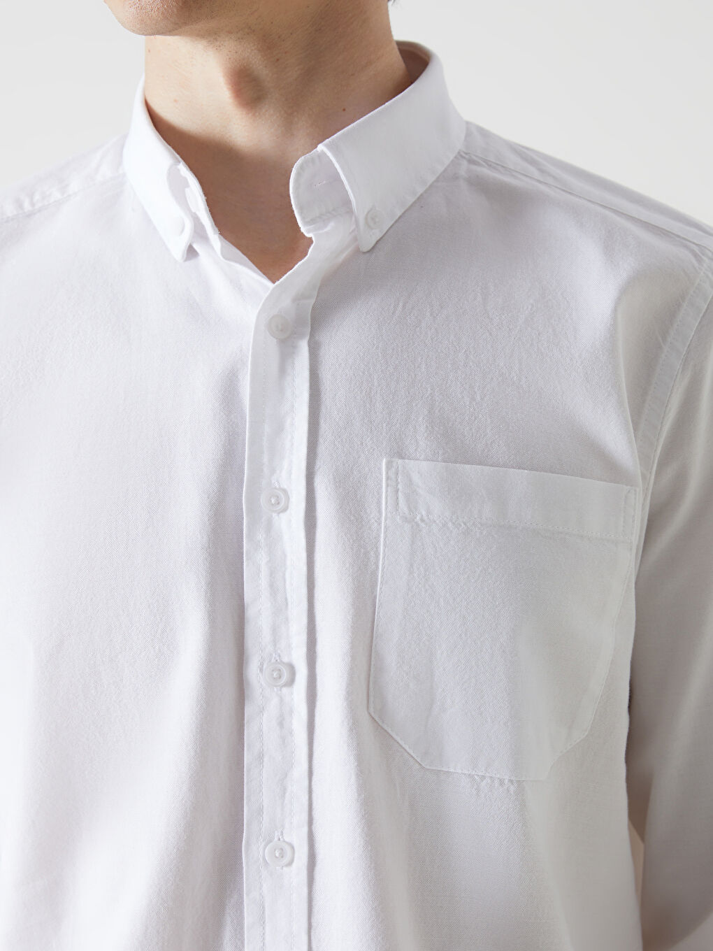 Regular Fit Long Sleeve Oxford Men's Shirt -S50854Z8-Q6K