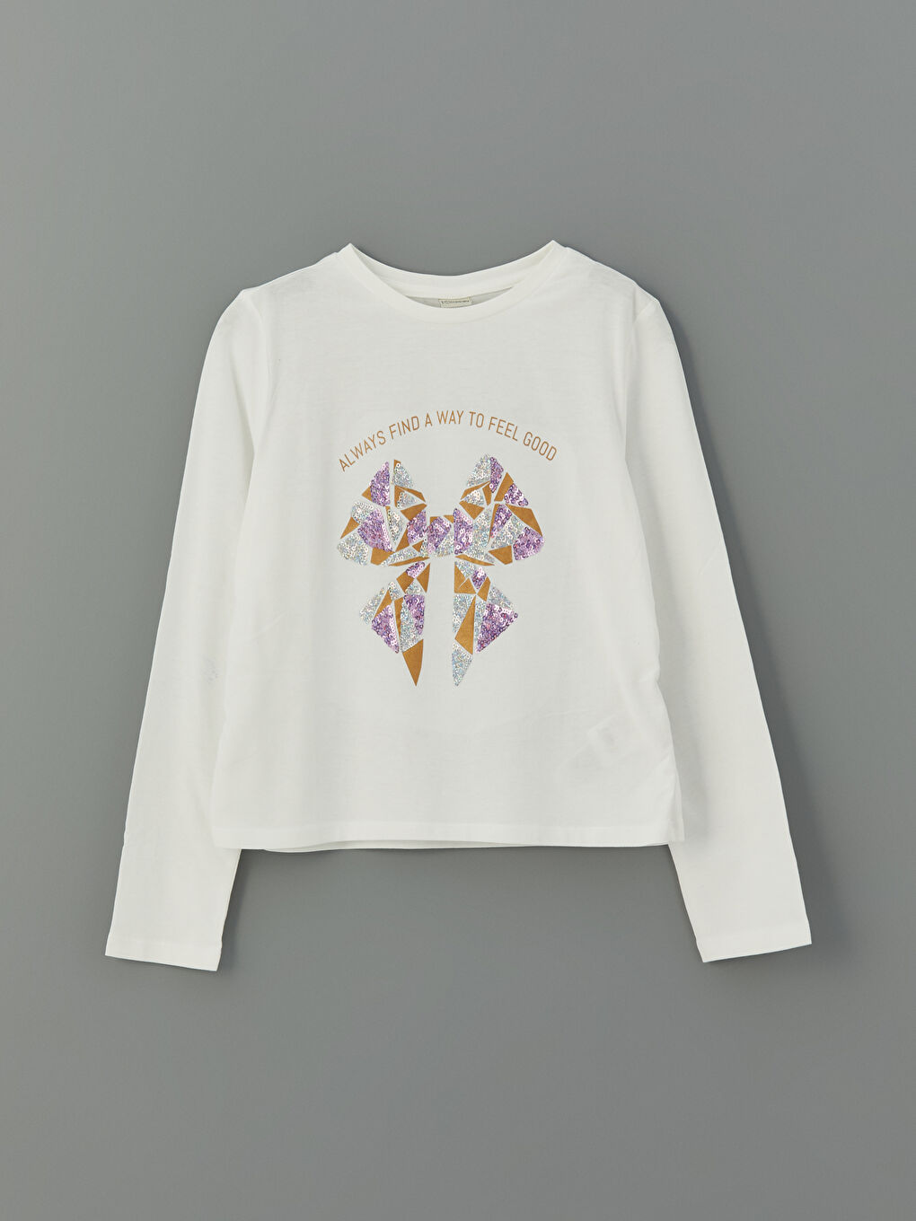 Crew Neck Bow Printed Girls' T-Shirt -S50886Z4-FDU