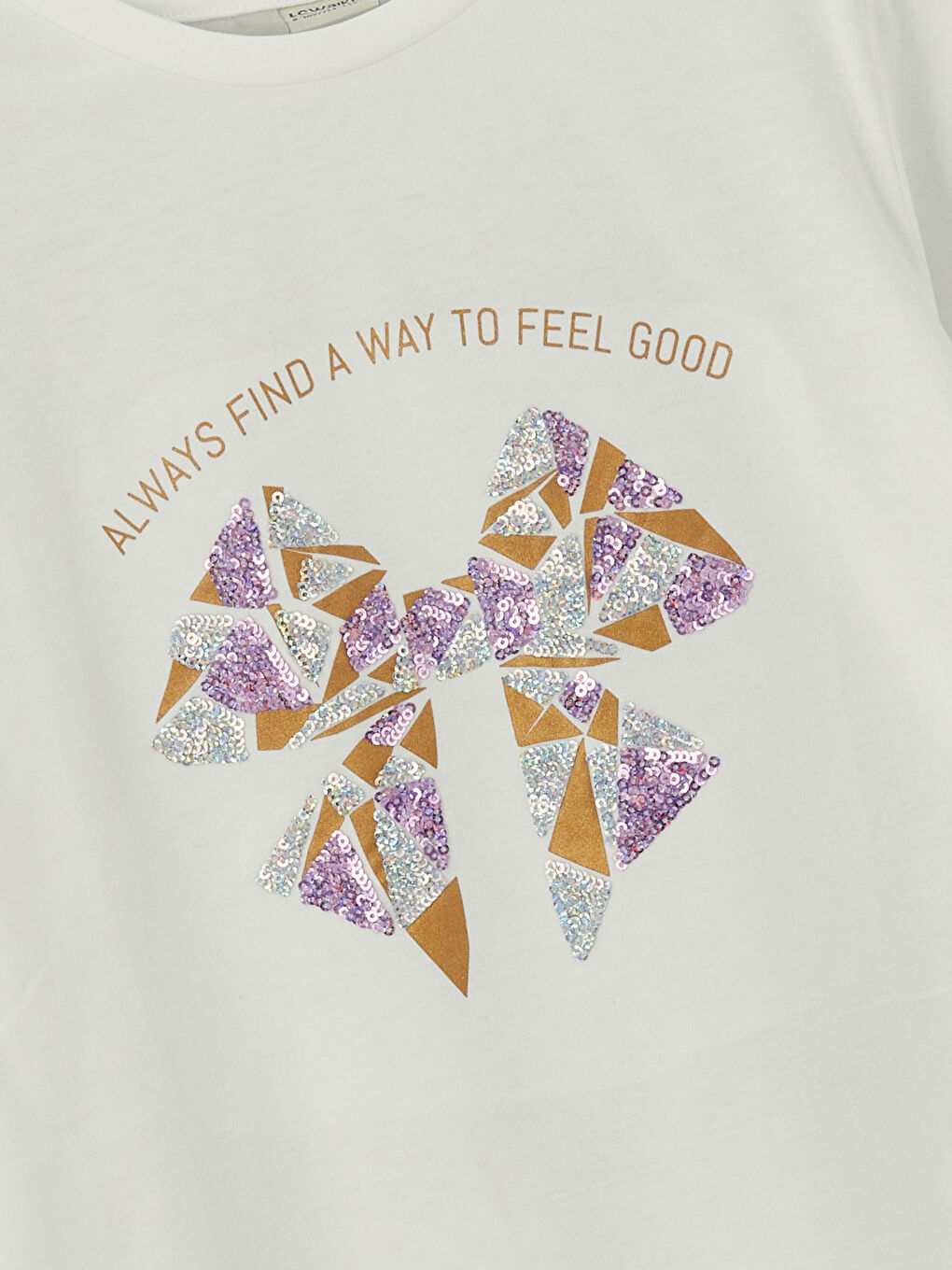 Crew Neck Bow Printed Girls' T-Shirt -S50886Z4-FDU
