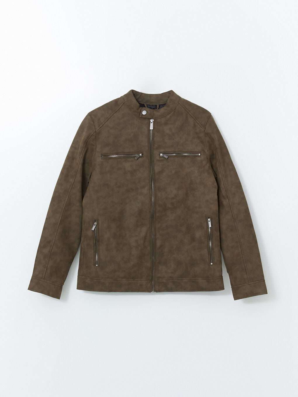 Biker Collar Leather Look Men's Coat -S50901Z8-DFV