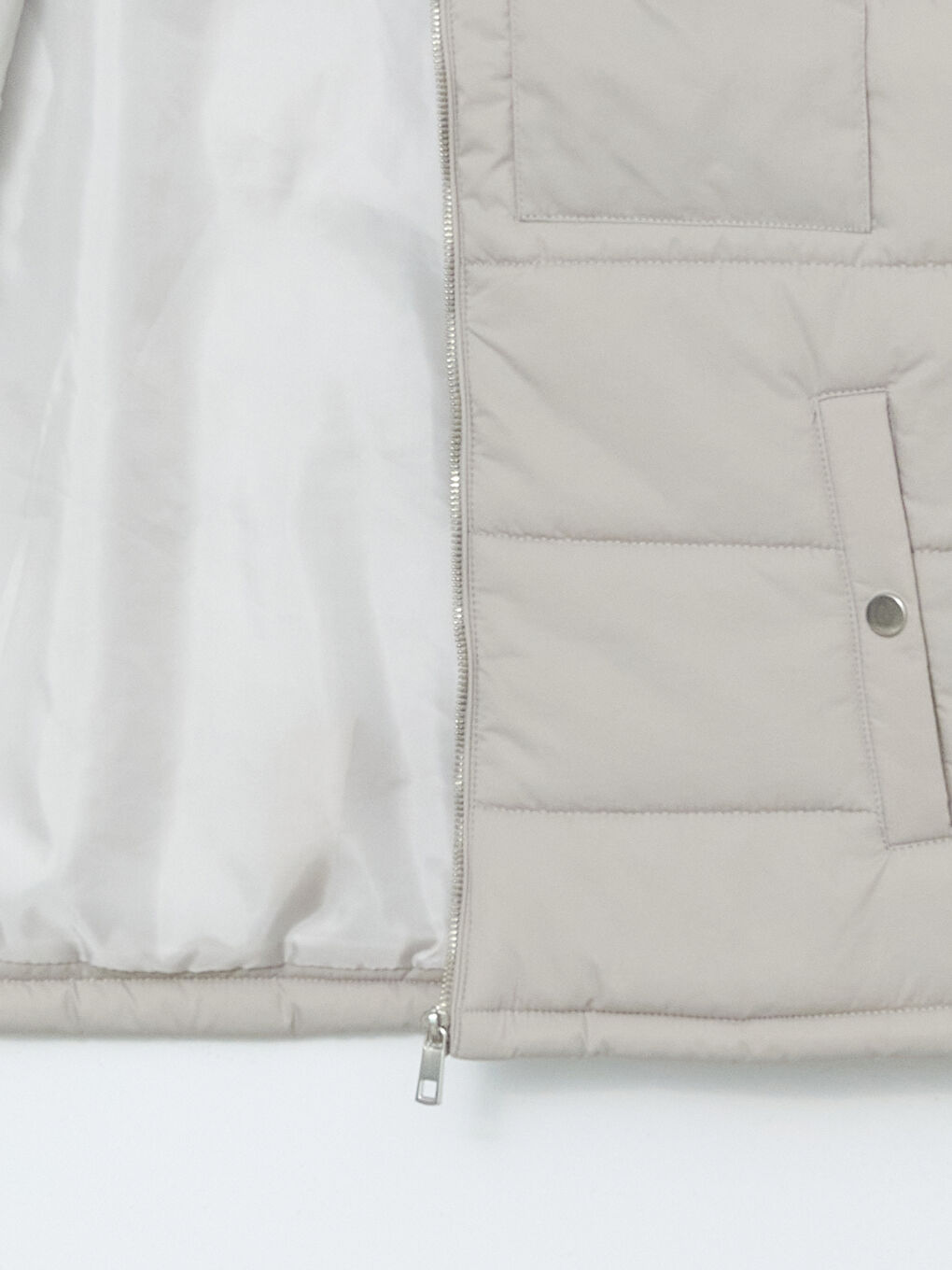 Gri Standart Kalıp Dik Yaka Erkek Şişme Yelek-6