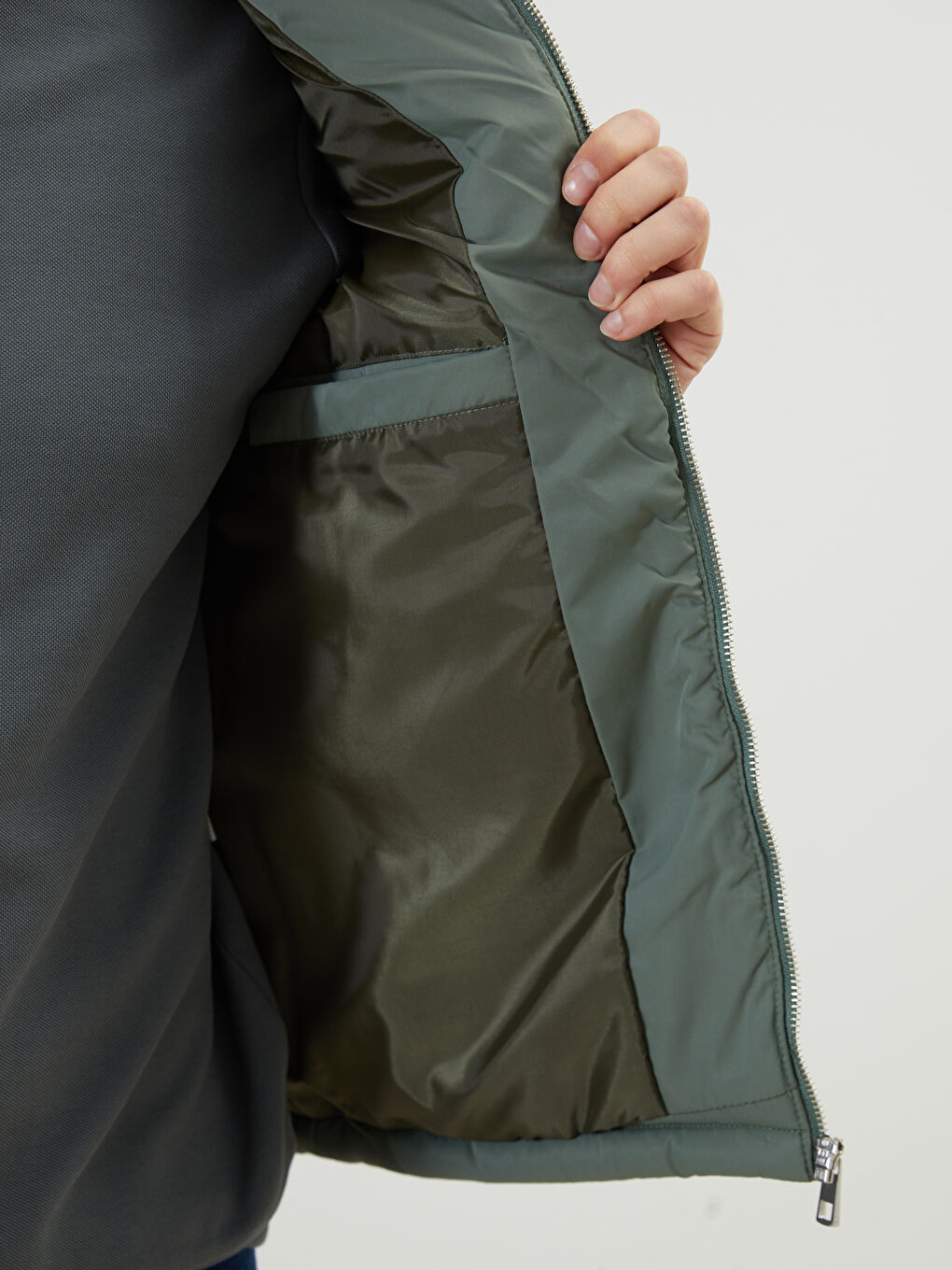 Yeşil Standart Kalıp Dik Yaka Erkek Şişme Yelek-3