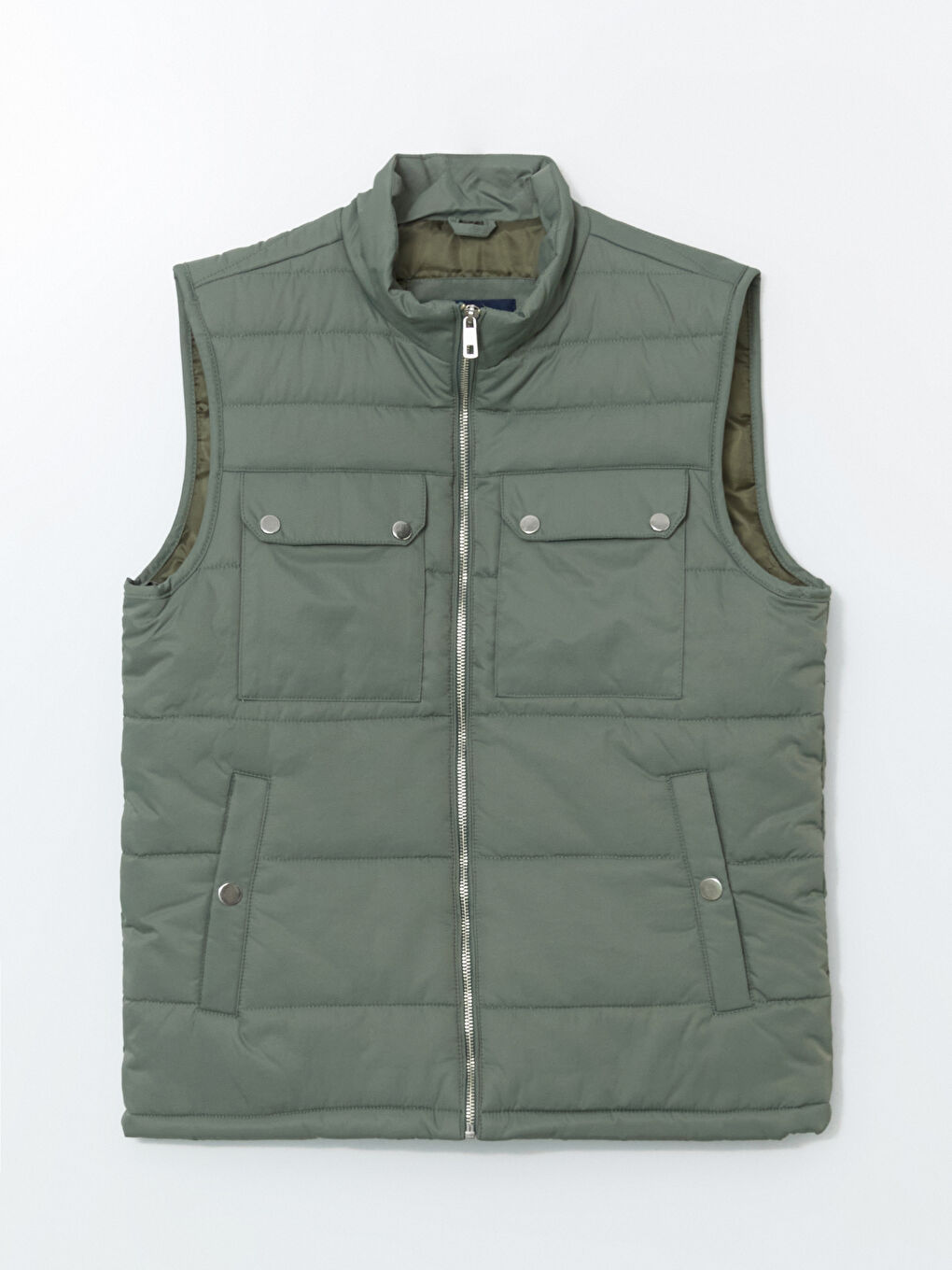 Yeşil Standart Kalıp Dik Yaka Erkek Şişme Yelek-5