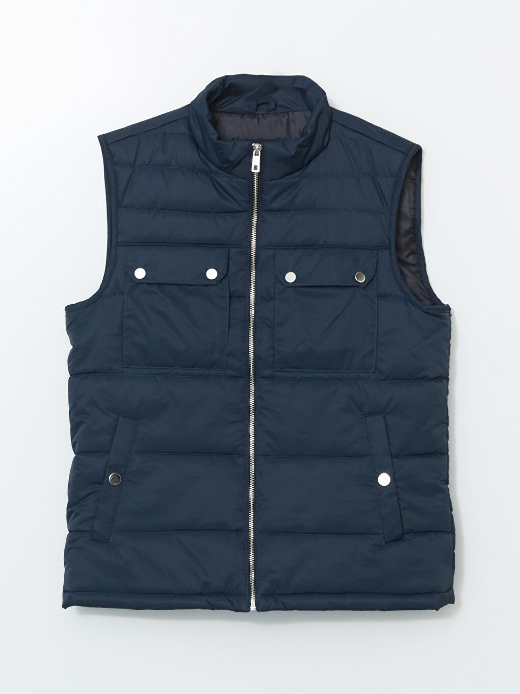 Lacivert Standart Kalıp Dik Yaka Erkek Şişme Yelek-5