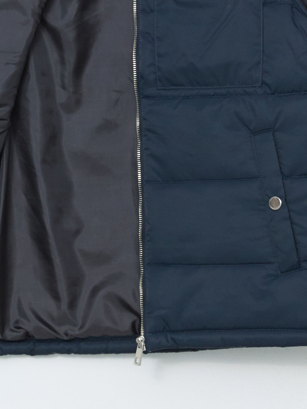 Lacivert Standart Kalıp Dik Yaka Erkek Şişme Yelek-6