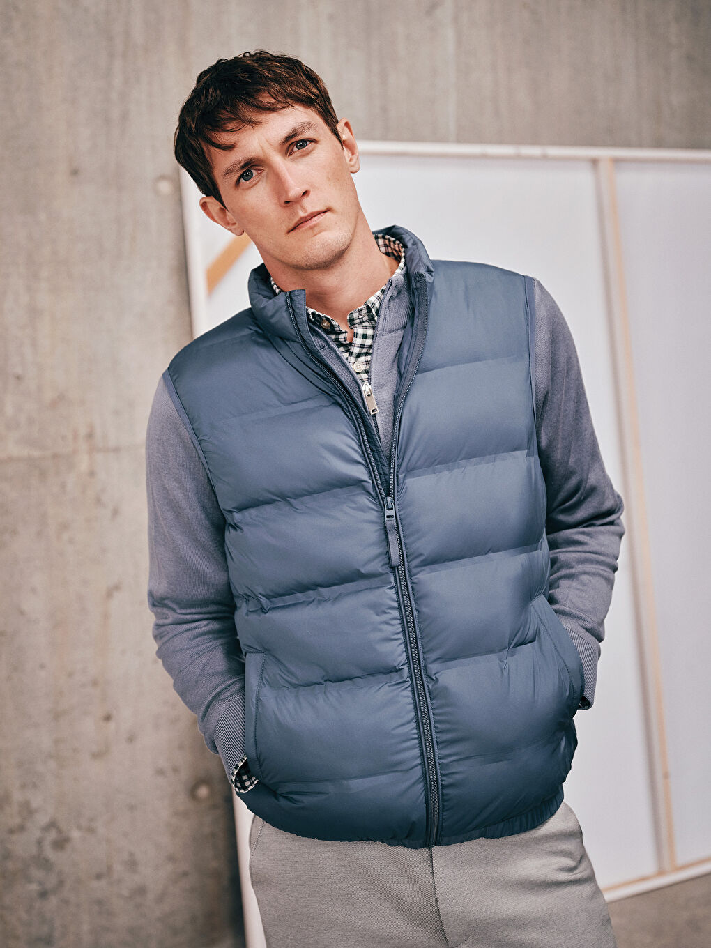 Standard Fit Funnel Neck Men's Puffer Gilet -S50908Z8-K0L