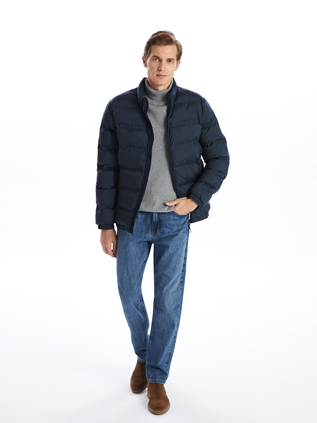 Standard Fit Funnel Neck Men's Puffer Coat -S50909Z8-YMZ