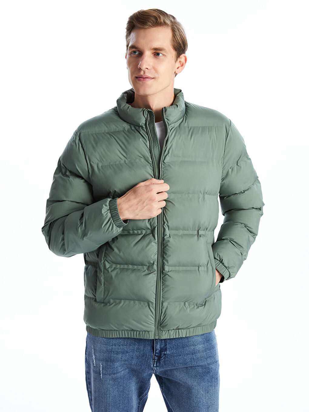 Standard Fit Funnel Neck Men's Puffer Coat -S50909Z8-TPM