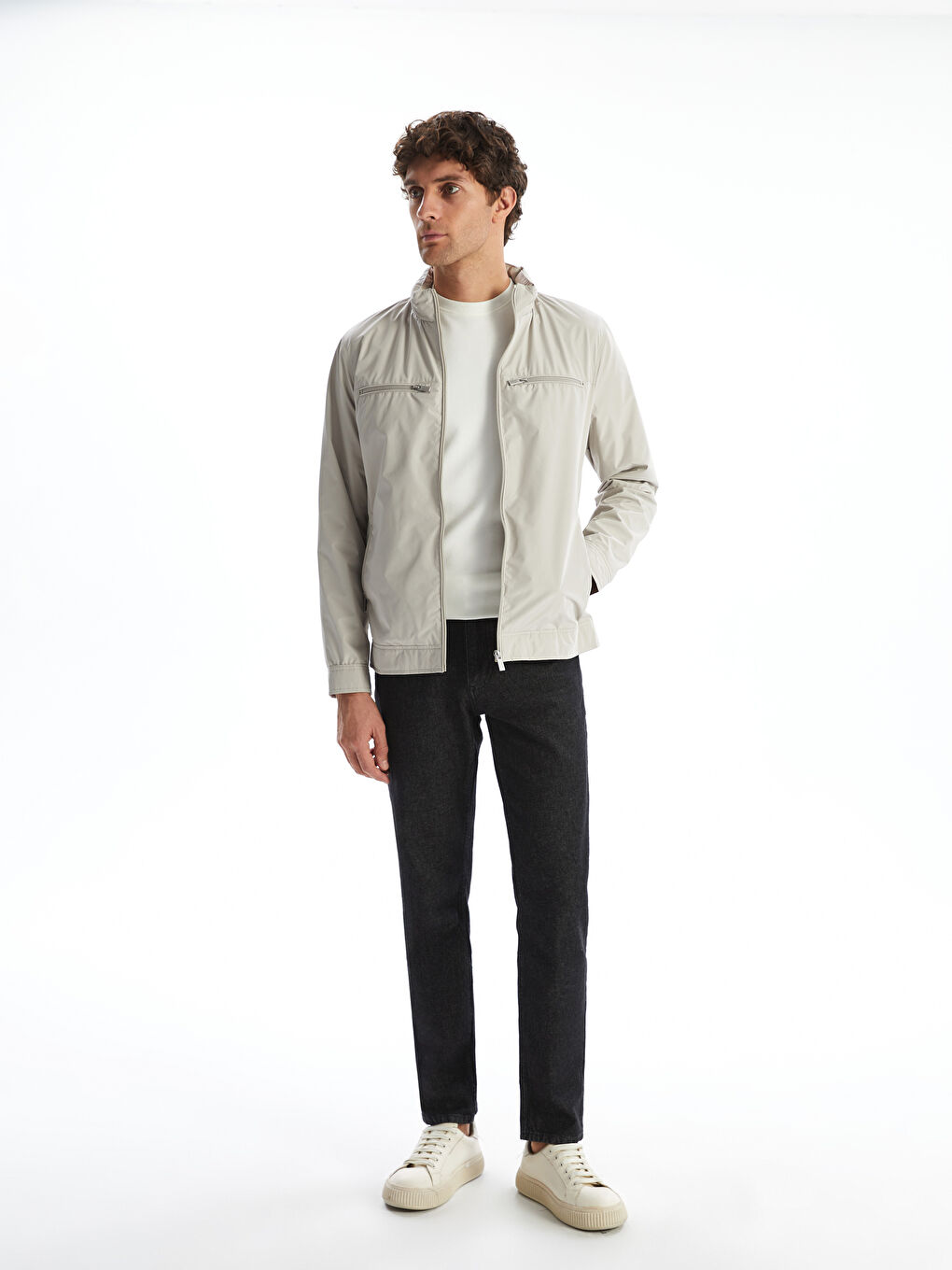 Standard Fit Funnel Neck Men's Thin Coat -S50914Z8-S0L