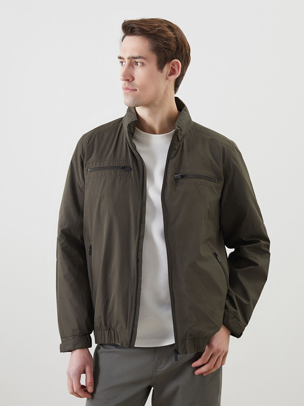 Standard Fit Funnel Neck Men's Medium Thickness Coat -S50915Z8-HDU
