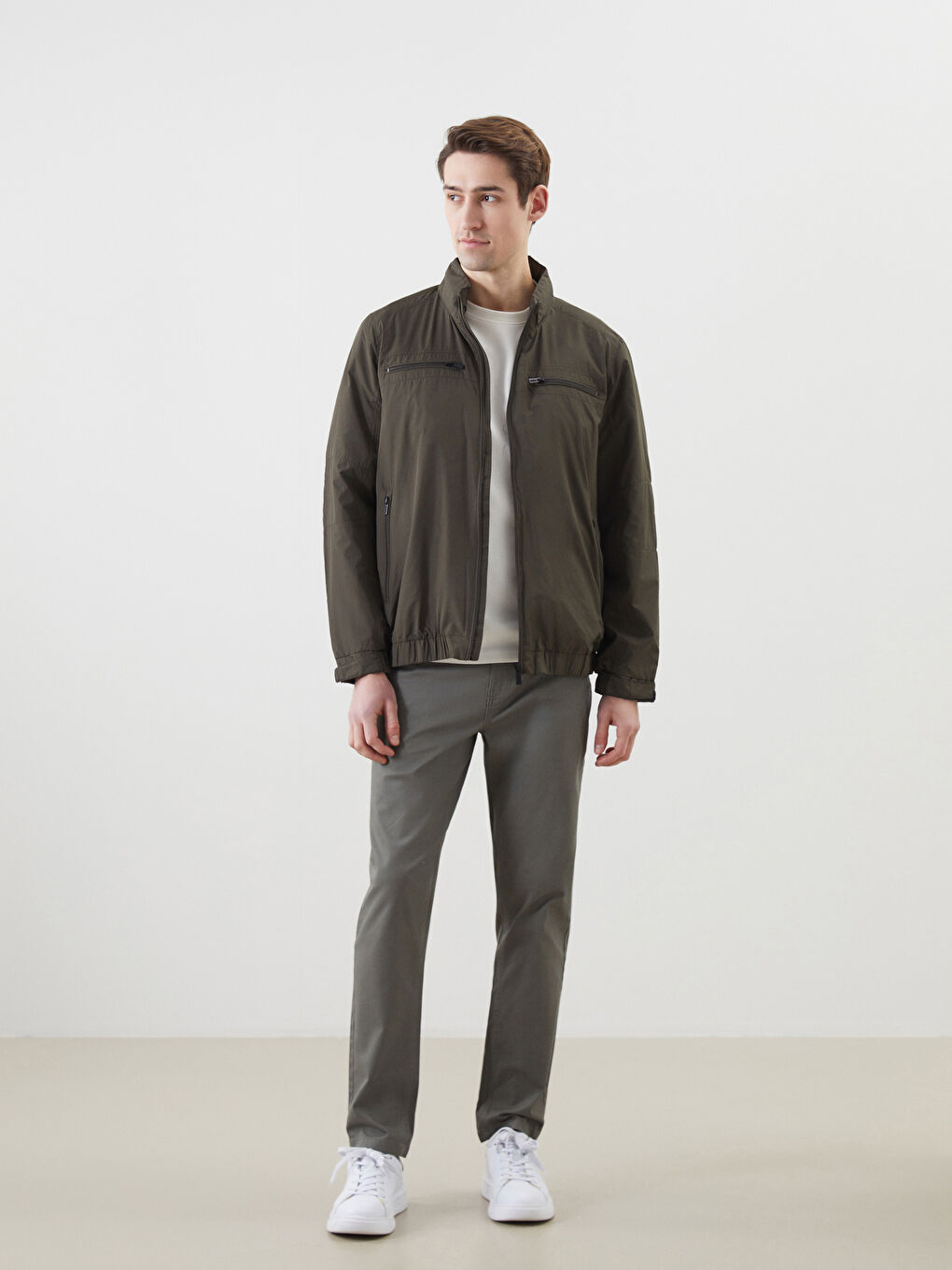 Standard Fit Funnel Neck Men's Medium Thickness Coat -S50915Z8-HDU