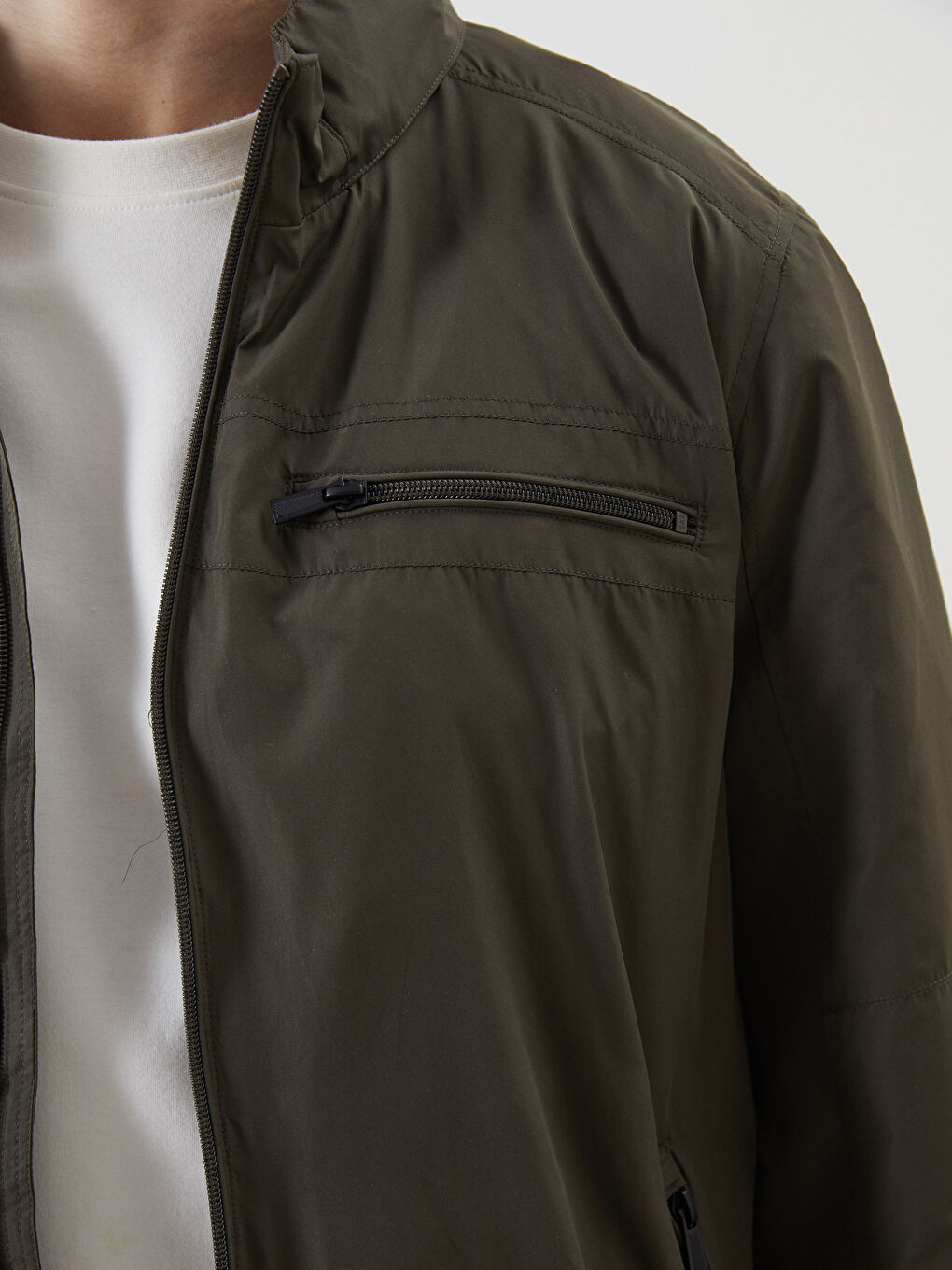 Standard Fit Funnel Neck Men's Medium Thickness Coat -S50915Z8-HDU