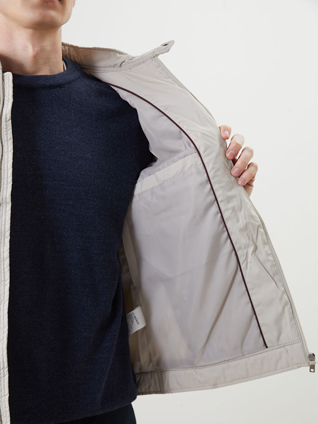 Standard Pattern Biker Collar Quilted Men's Coat -S50919Z8-G6E