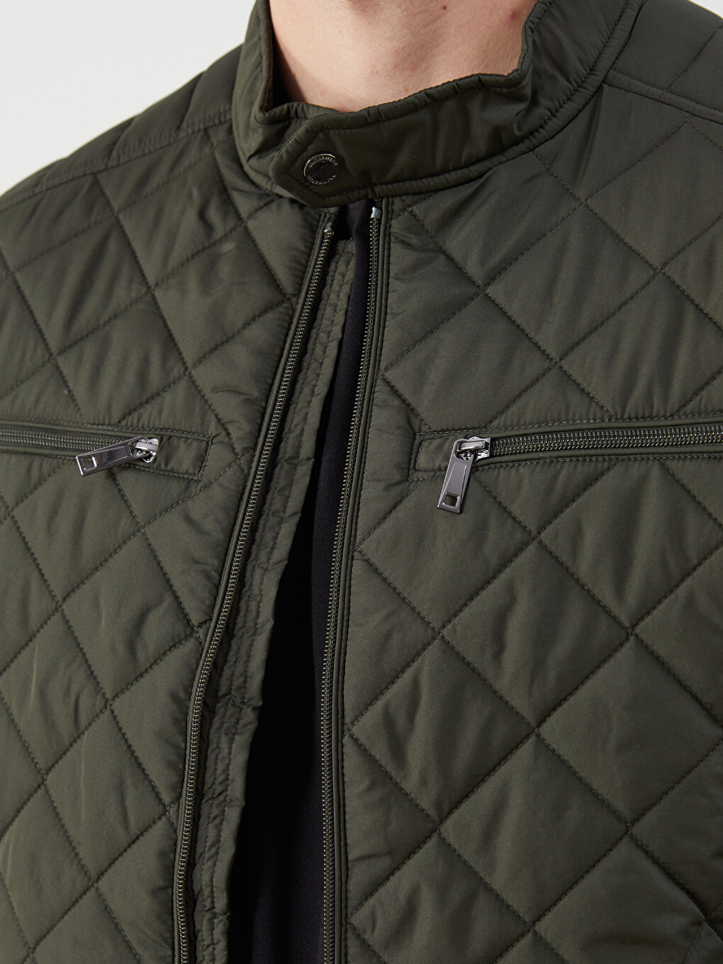 Standard Fit Biker Neck Quilted Men's Coat-2