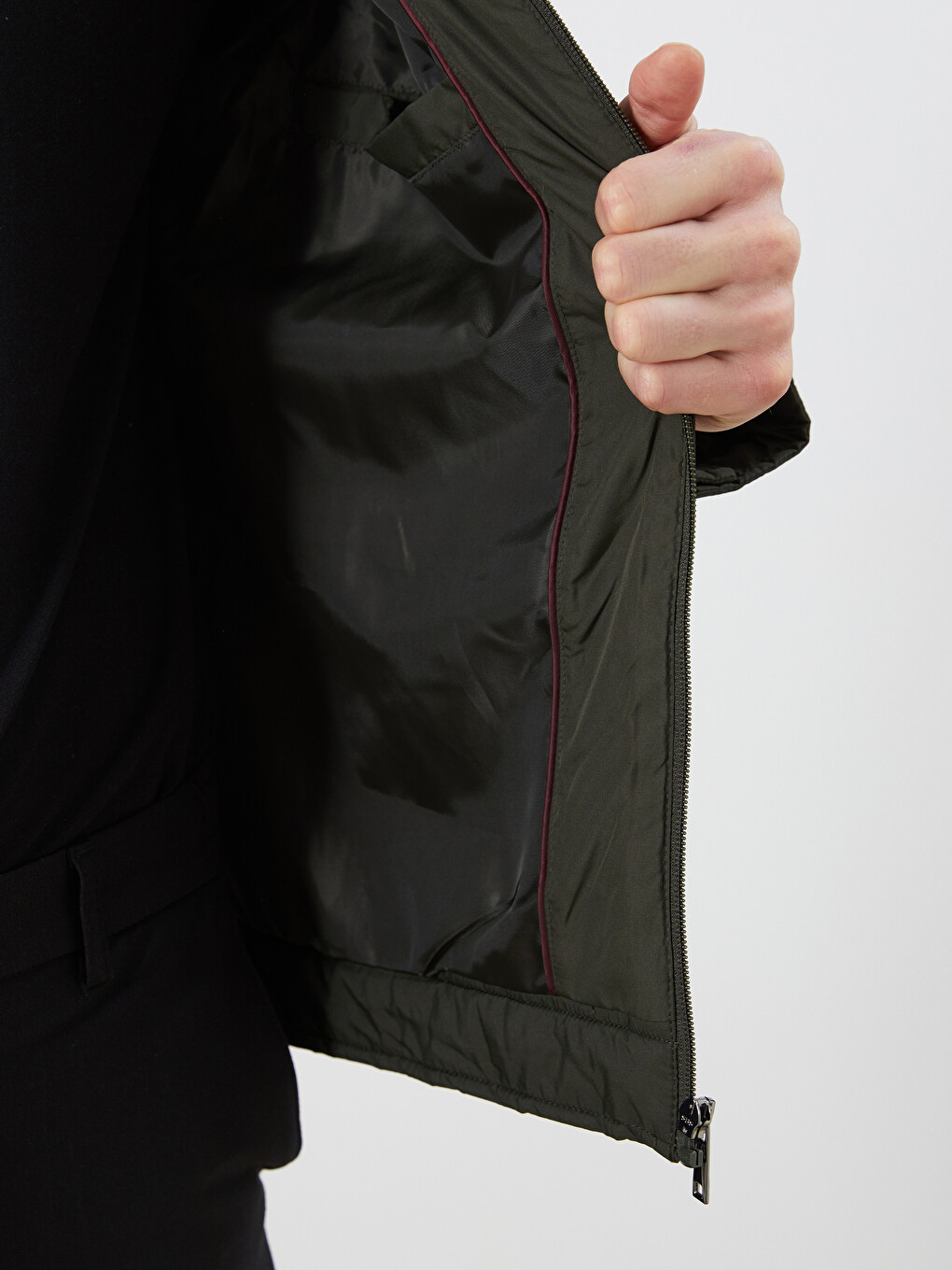 Standard Fit Biker Neck Quilted Men's Coat-3