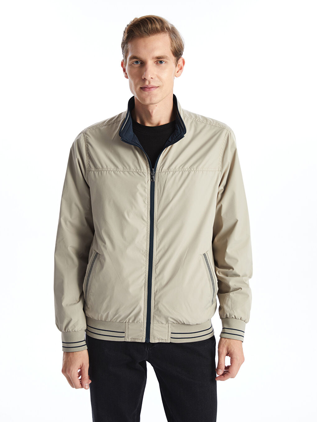 Standard Fit Funnel Neck Men's Coat -S50921Z8-K2N