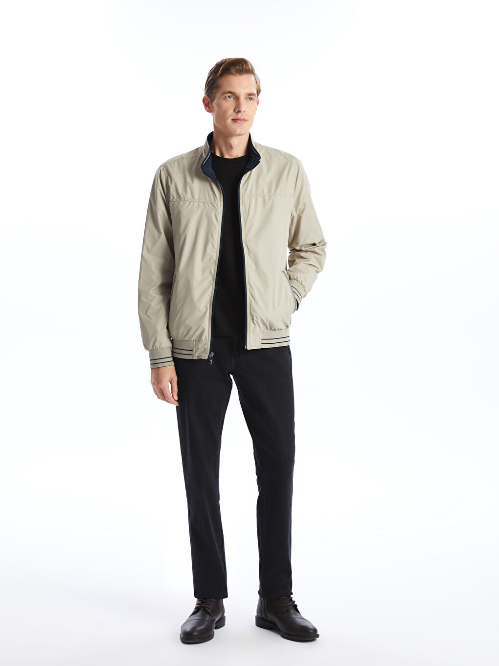 Standard Fit Funnel Neck Men's Coat -S50921Z8-K2N