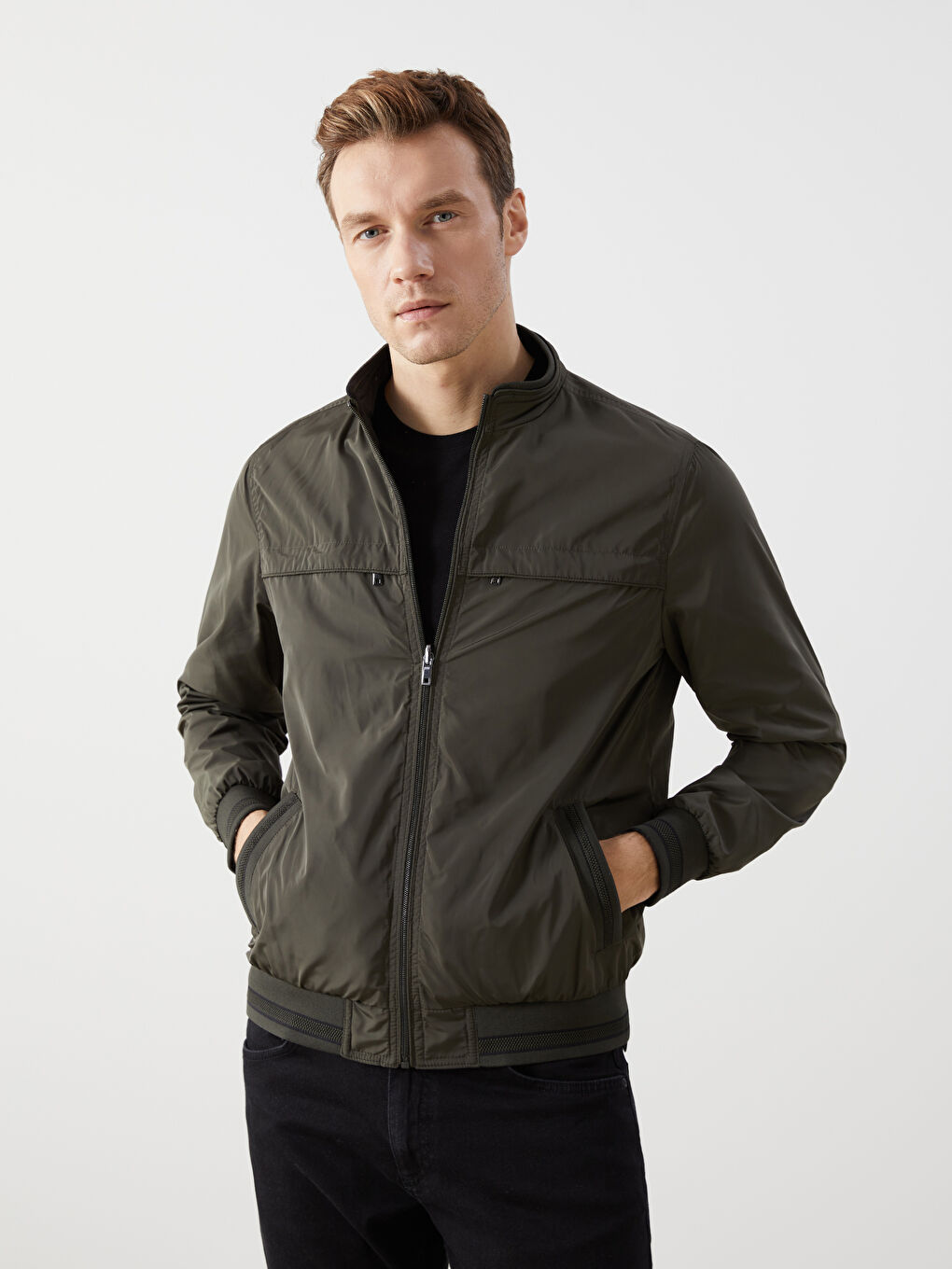 Standard Fit Funnel Neck Men's Coat -S50921Z8-K75