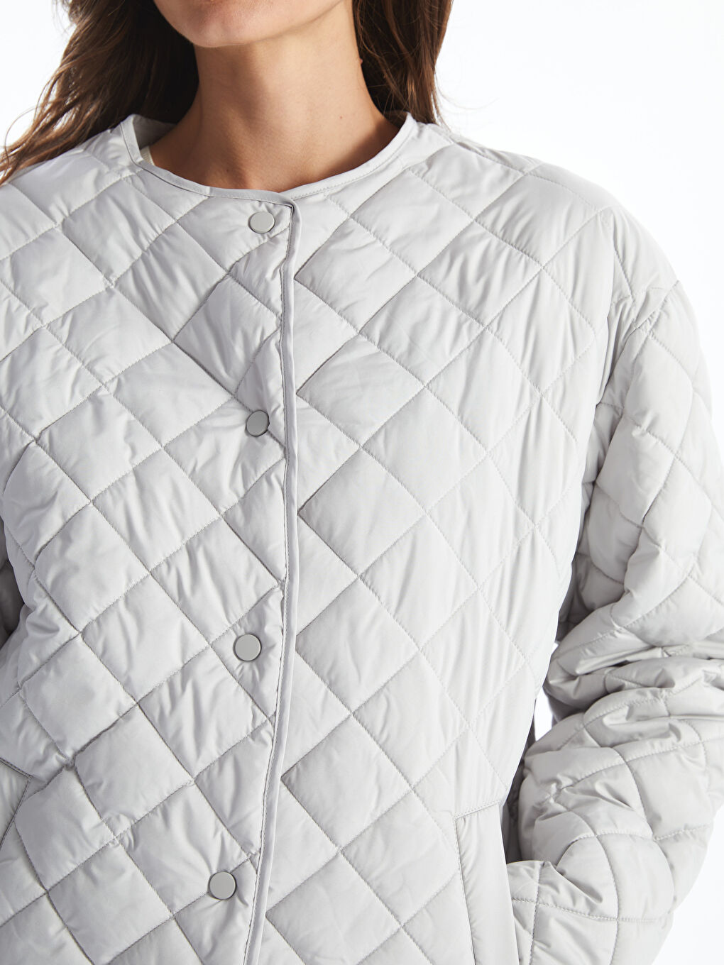 Crew Neck Quilted Oversize Women's Puffer Coat -S50935Z8-G5K
