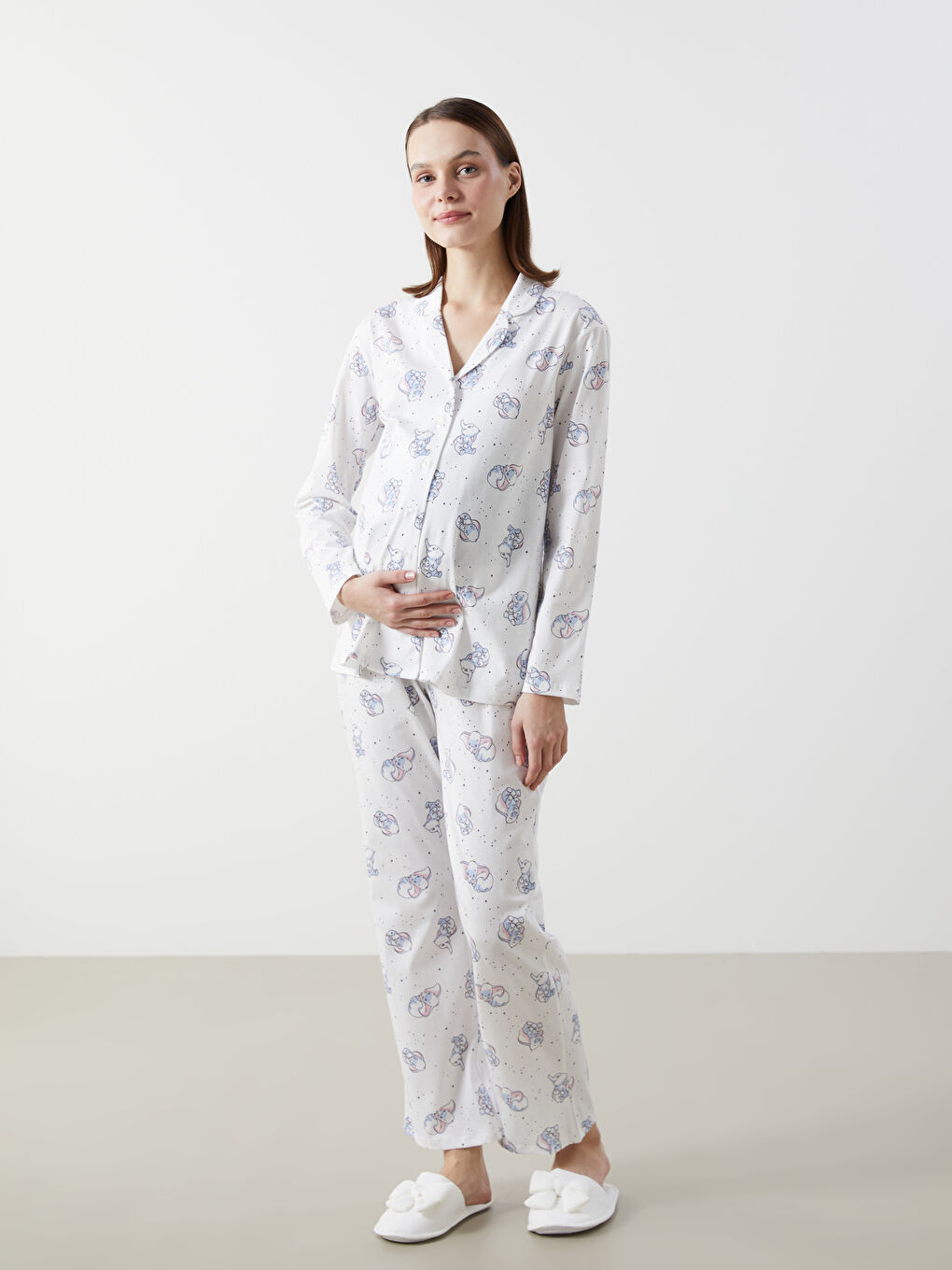 Shirt Collar Patterned Maternity Pyjama Set -S50951Z8-LRA