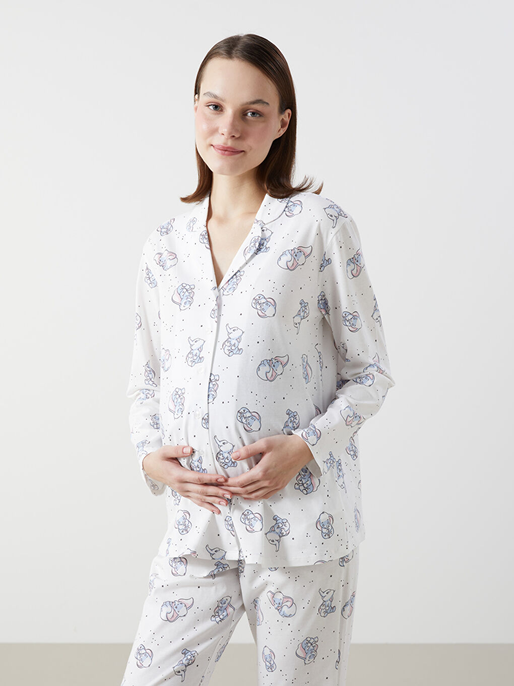 Shirt Collar Patterned Maternity Pyjama Set -S50951Z8-LRA