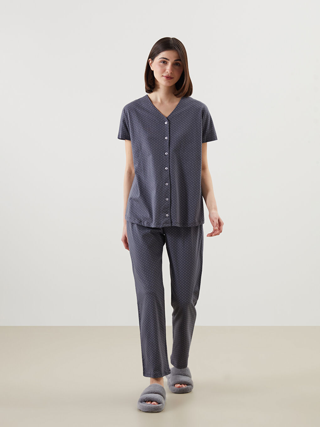 V-Neck Polka Dot Maternity Pyjama Set -S50954Z8-LRX