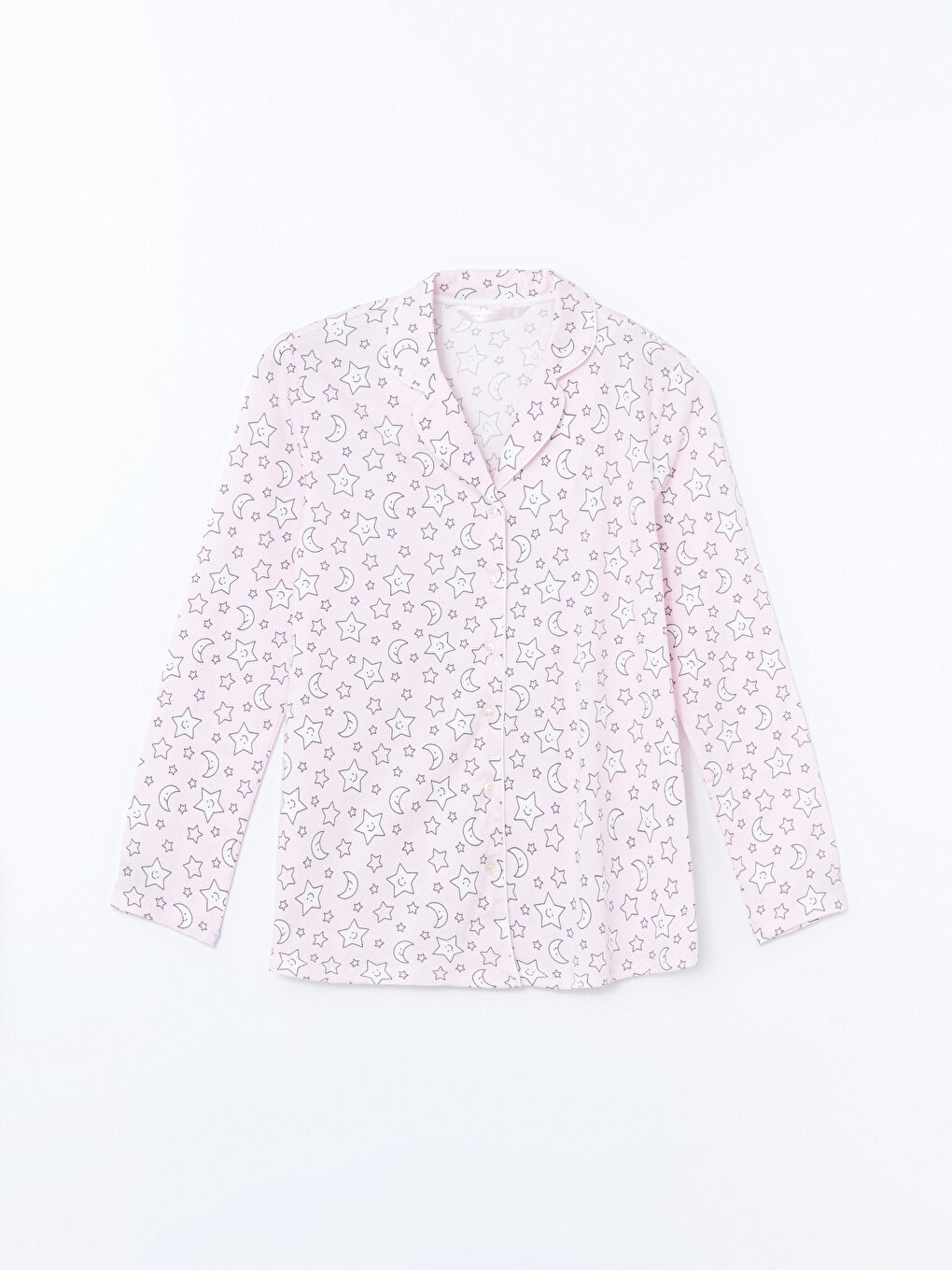 Pembe Gömlek Yaka Desenli Hamile Pijama Üstü