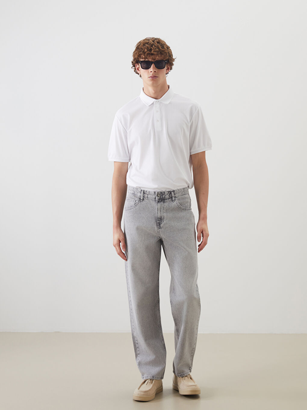 Gri Baggy Fit Erkek Jean Pantolon