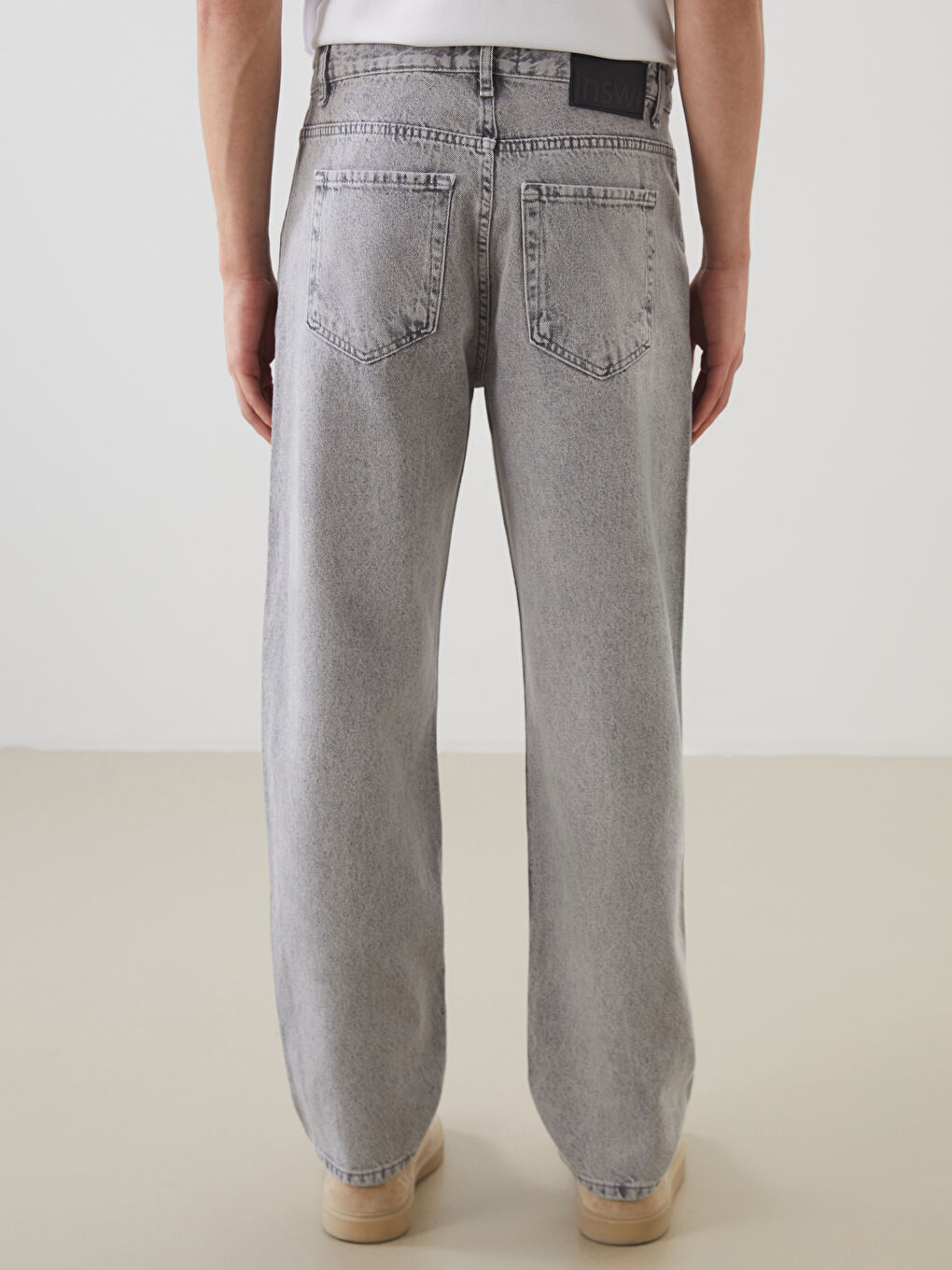 Gri Baggy Fit Erkek Jean Pantolon-3