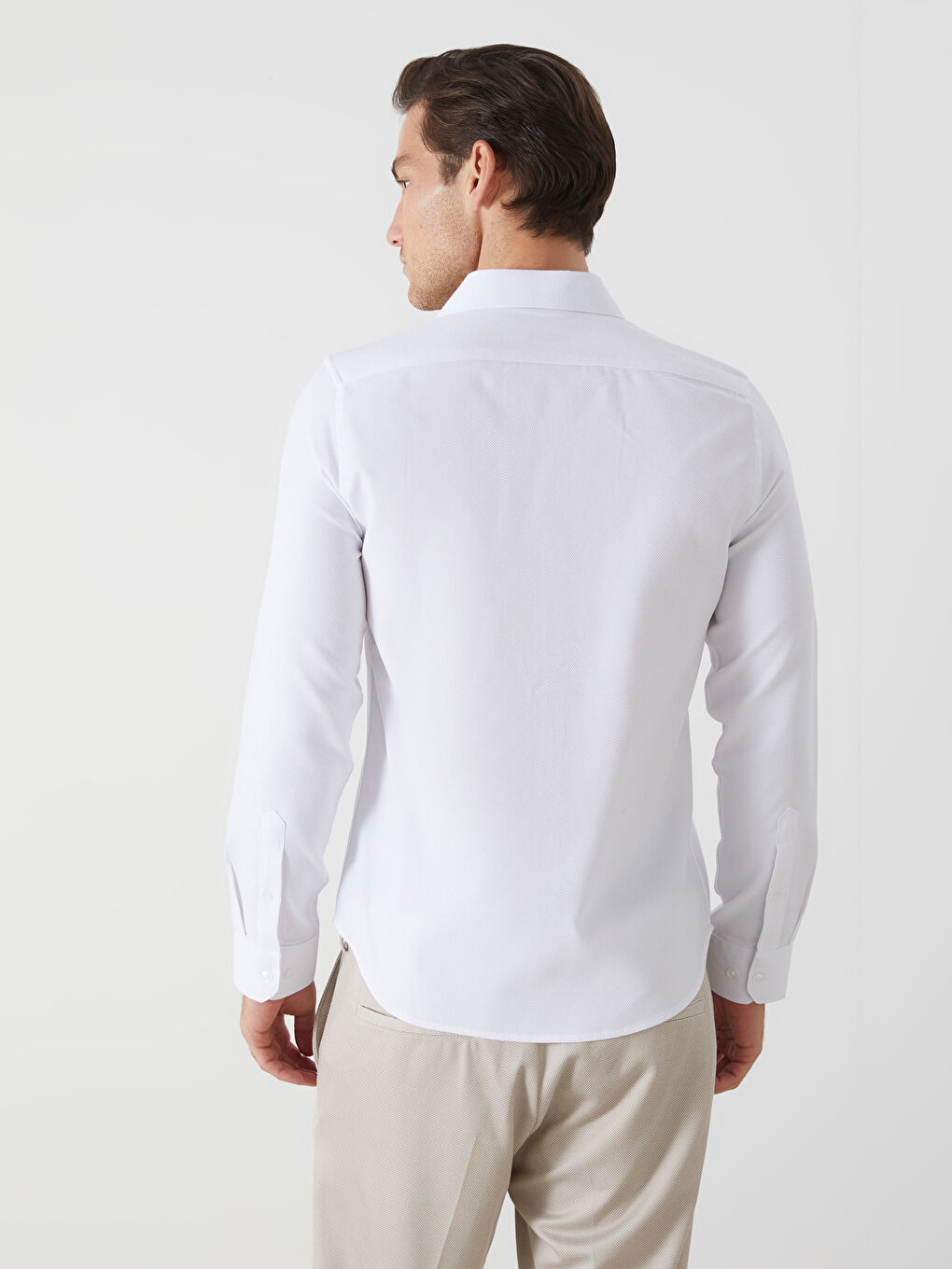Slim Fit Long Sleeve Dobby Men's Shirt -S50980Z8-Q6K