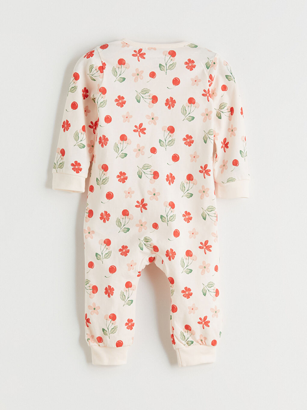 Pembe Bisiklet Yaka Çiçekli Kız Bebek Tulum-2