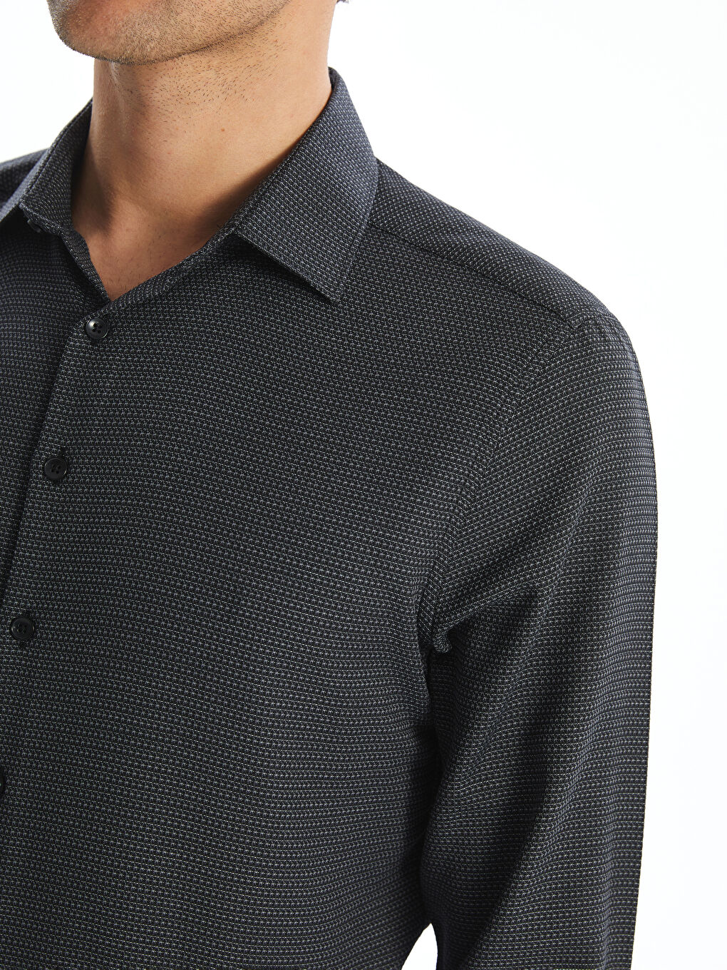 Slim Fit Long Sleeve Dobby Weave Men's Shirt -S50998Z8-HFP