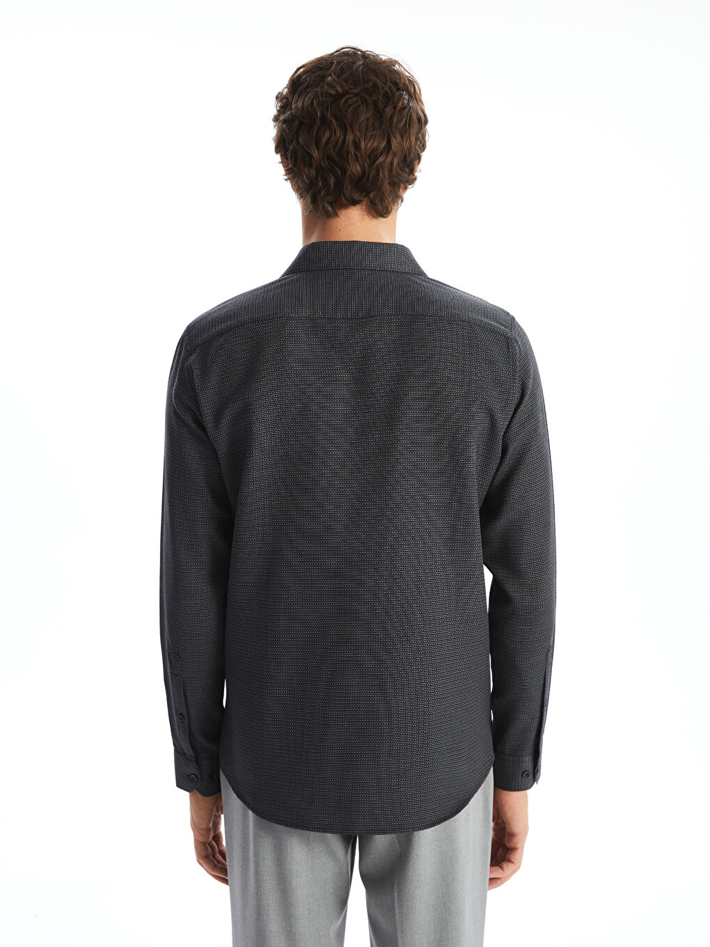 Slim Fit Long Sleeve Dobby Weave Men's Shirt -S50998Z8-HFP