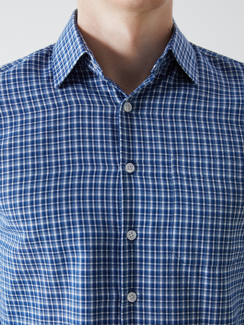 Regular Fit Long Sleeve Plaid Gabardine Men's Shirt-2