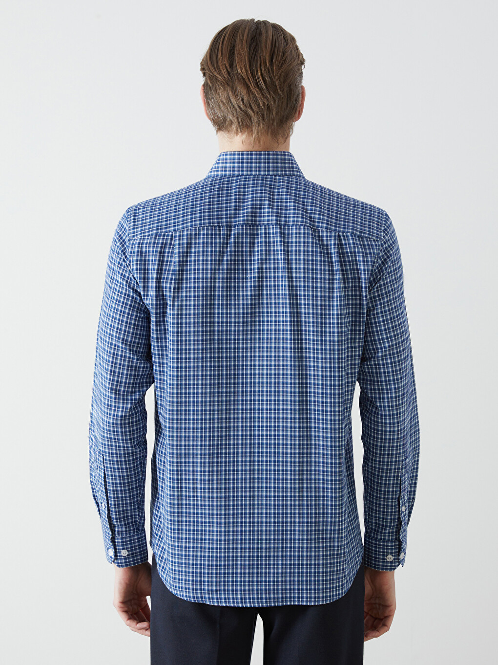 Regular Fit Long Sleeve Plaid Gabardine Men's Shirt-3