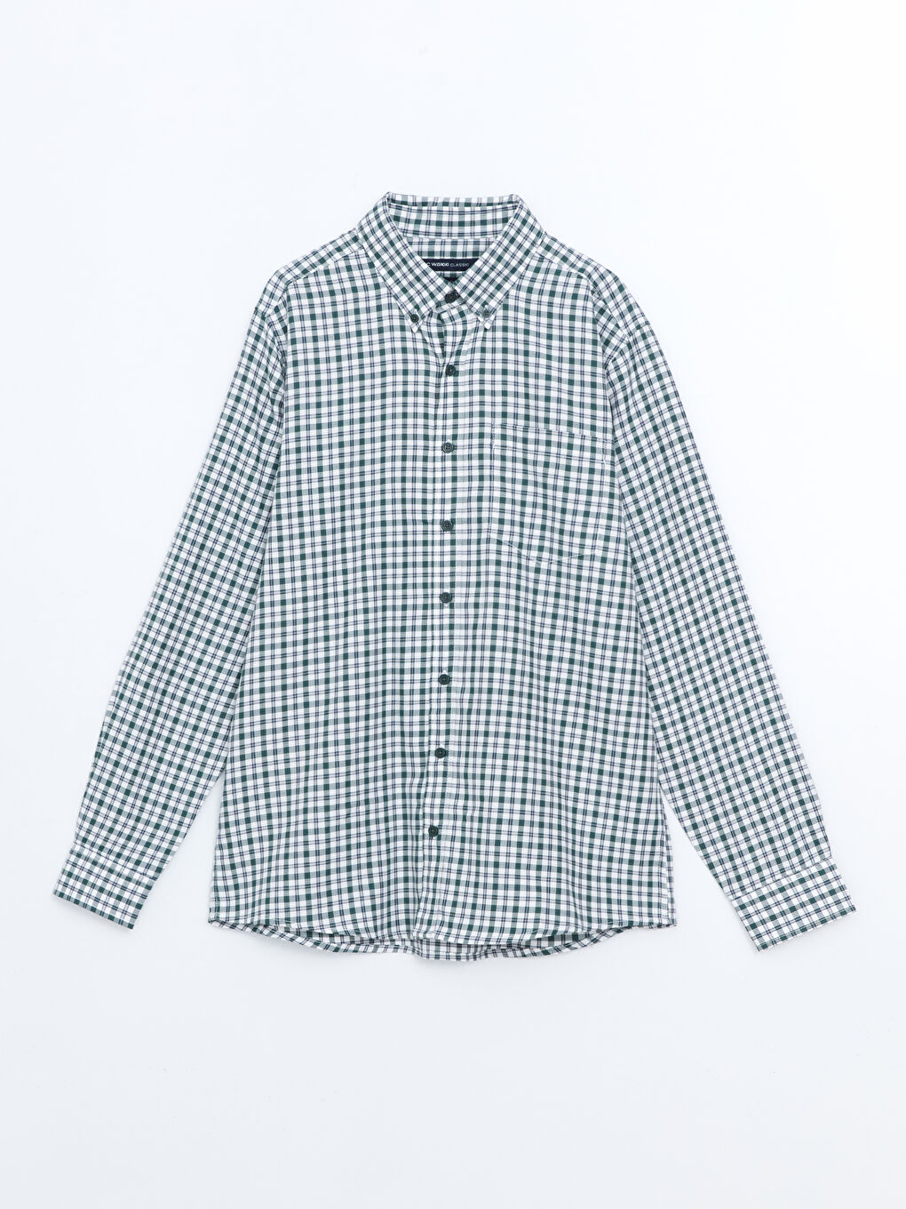 Regular Fit Long Sleeve Plaid Gabardine Men's Shirt -S51048Z8-LME