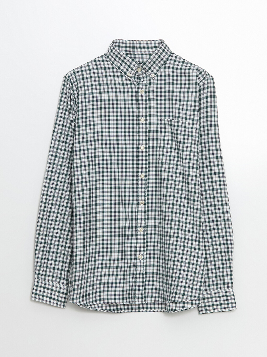 Yeşil Regular Fit Uzun Kollu Ekose Gabardin Erkek Gömlek-4