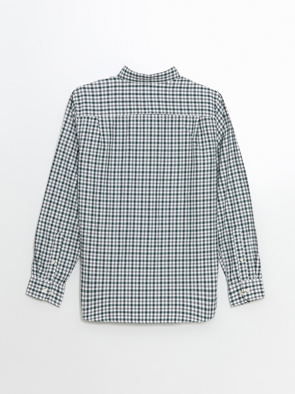 Yeşil Regular Fit Uzun Kollu Ekose Gabardin Erkek Gömlek-5