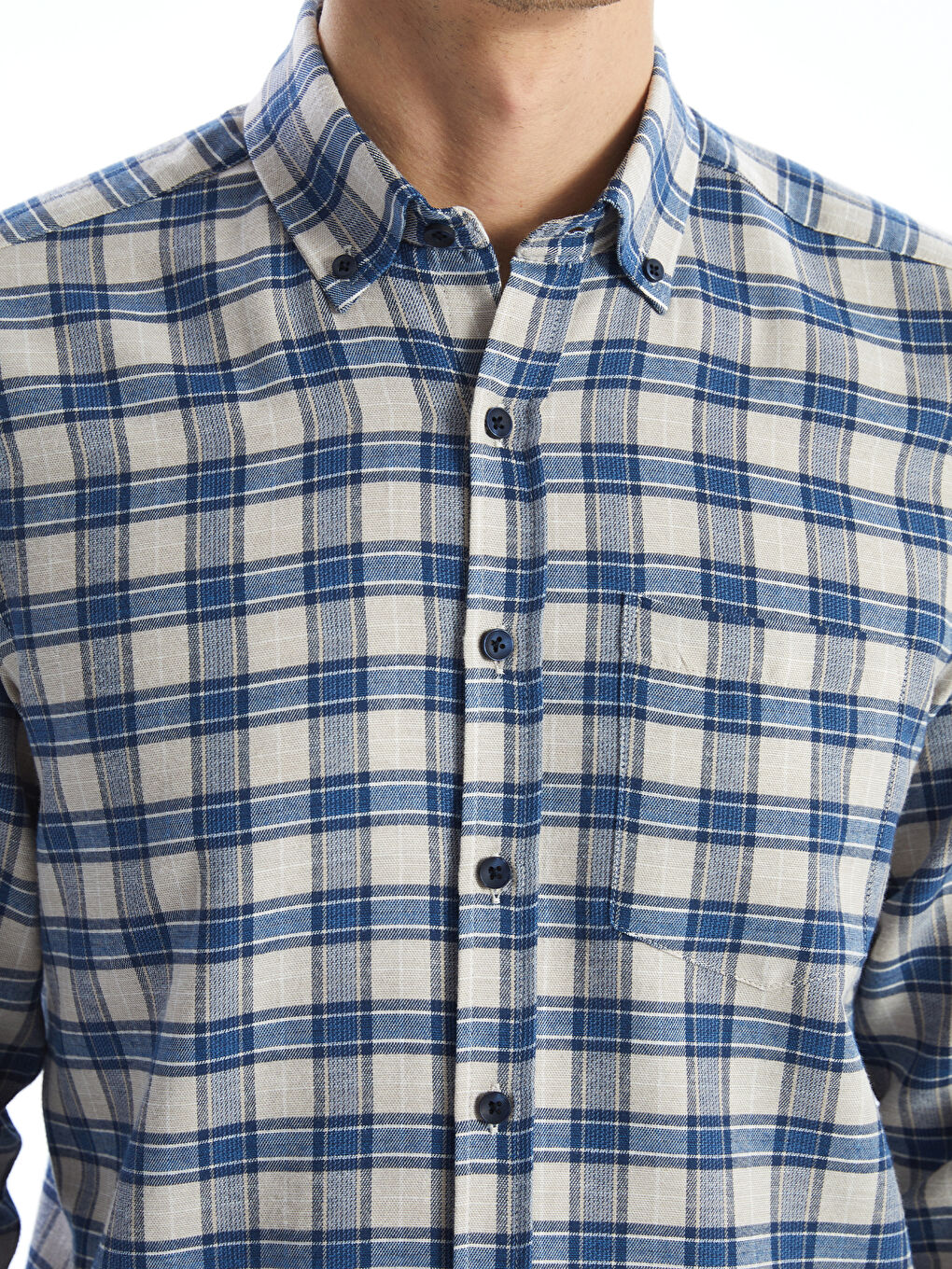 Regular Fit Long Sleeve Plaid Gabardine Men's Shirt -S51052Z8-LKQ