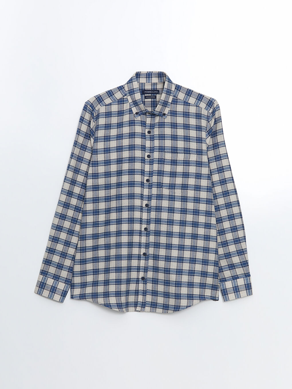 Regular Fit Long Sleeve Plaid Gabardine Men's Shirt -S51052Z8-LKQ