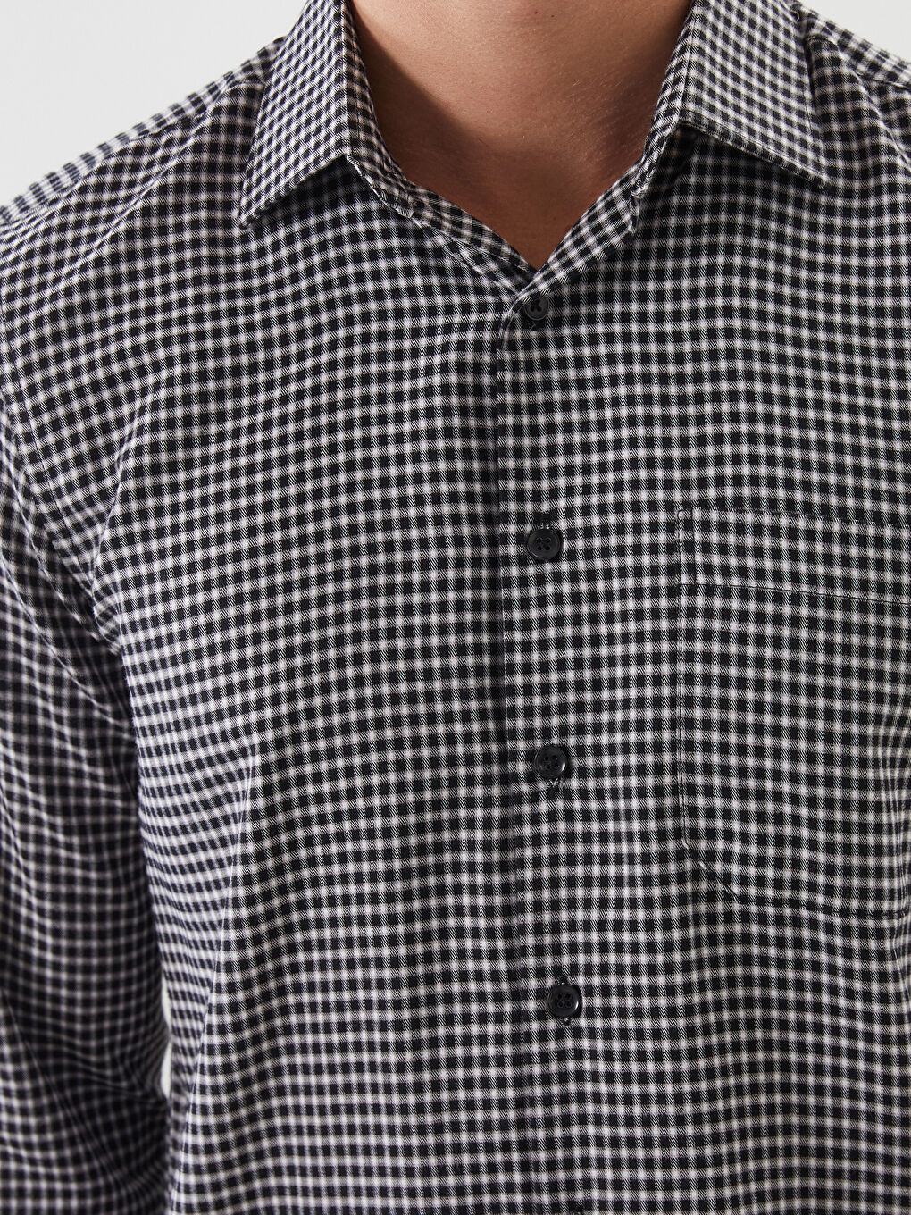 Regular Fit Long Sleeve Plaid Gabardine Men's Shirt -S51053Z8-LKX