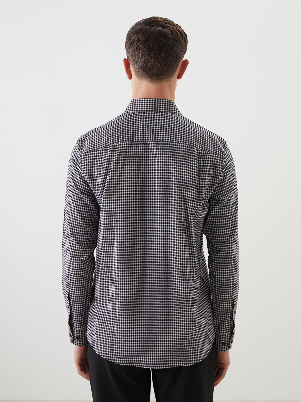 Regular Fit Long Sleeve Plaid Gabardine Men's Shirt -S51053Z8-LKX